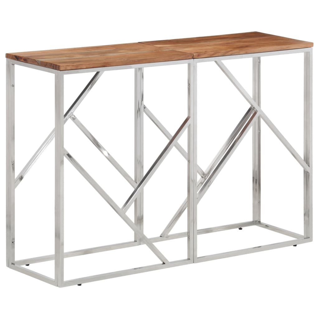 Mesa Consola Vidaxl Acero Inoxidable Madera Maciza