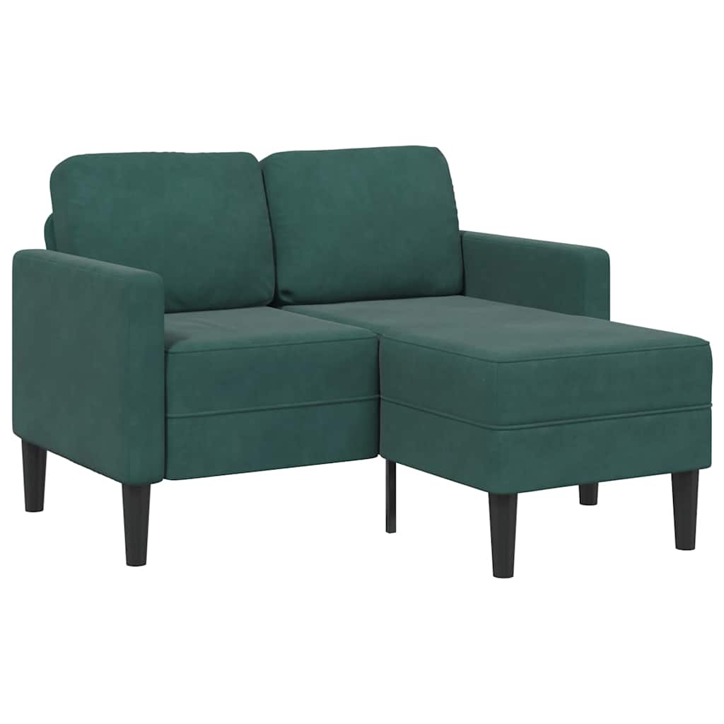 vidaXL Sofá de 2 plazas con chaise longue forma L verde oscuro 125 cm