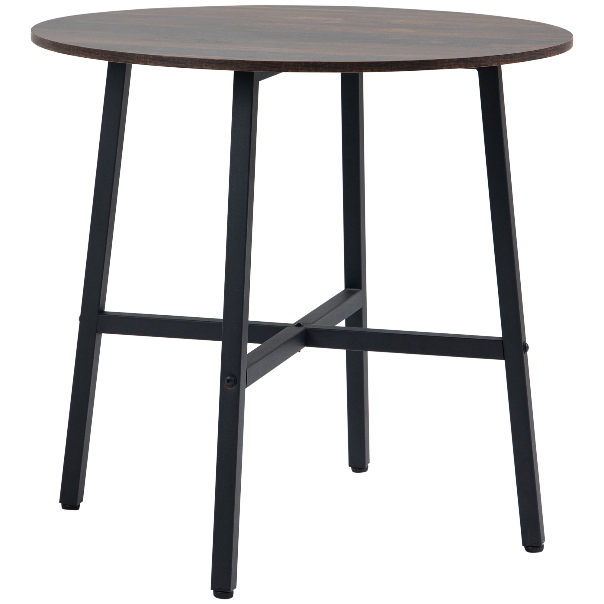 HOMCOM Mesa de Comedor Redonda para 4 Personas Mesa de Cocina con Patas de Acero para Salón Oficina Ø80x76 cm Natural y Blanco