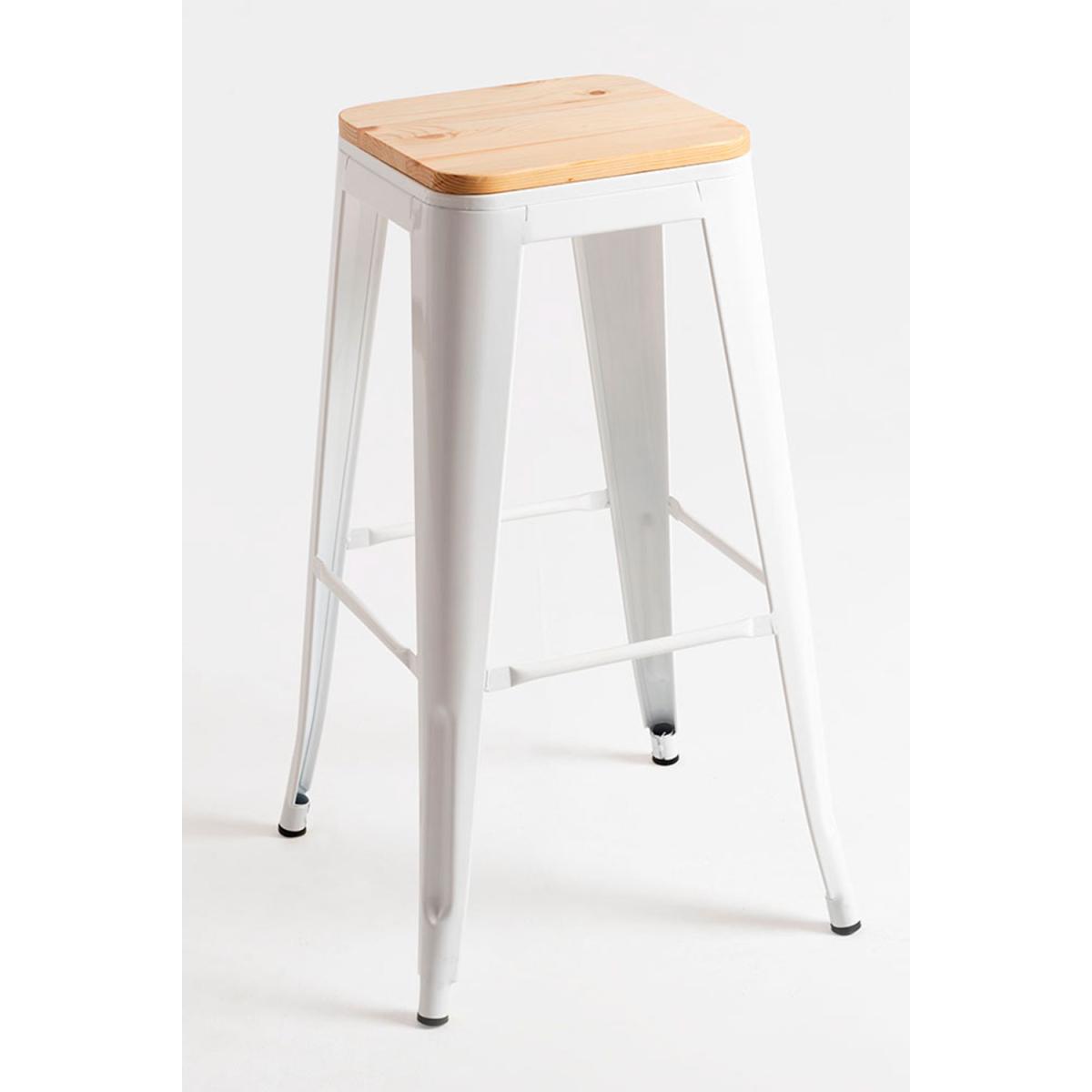 Regalos Miguel - Packs Taburetes Altos - Pack 4 Taburetes Torix Altos Madera Natural - Blanco