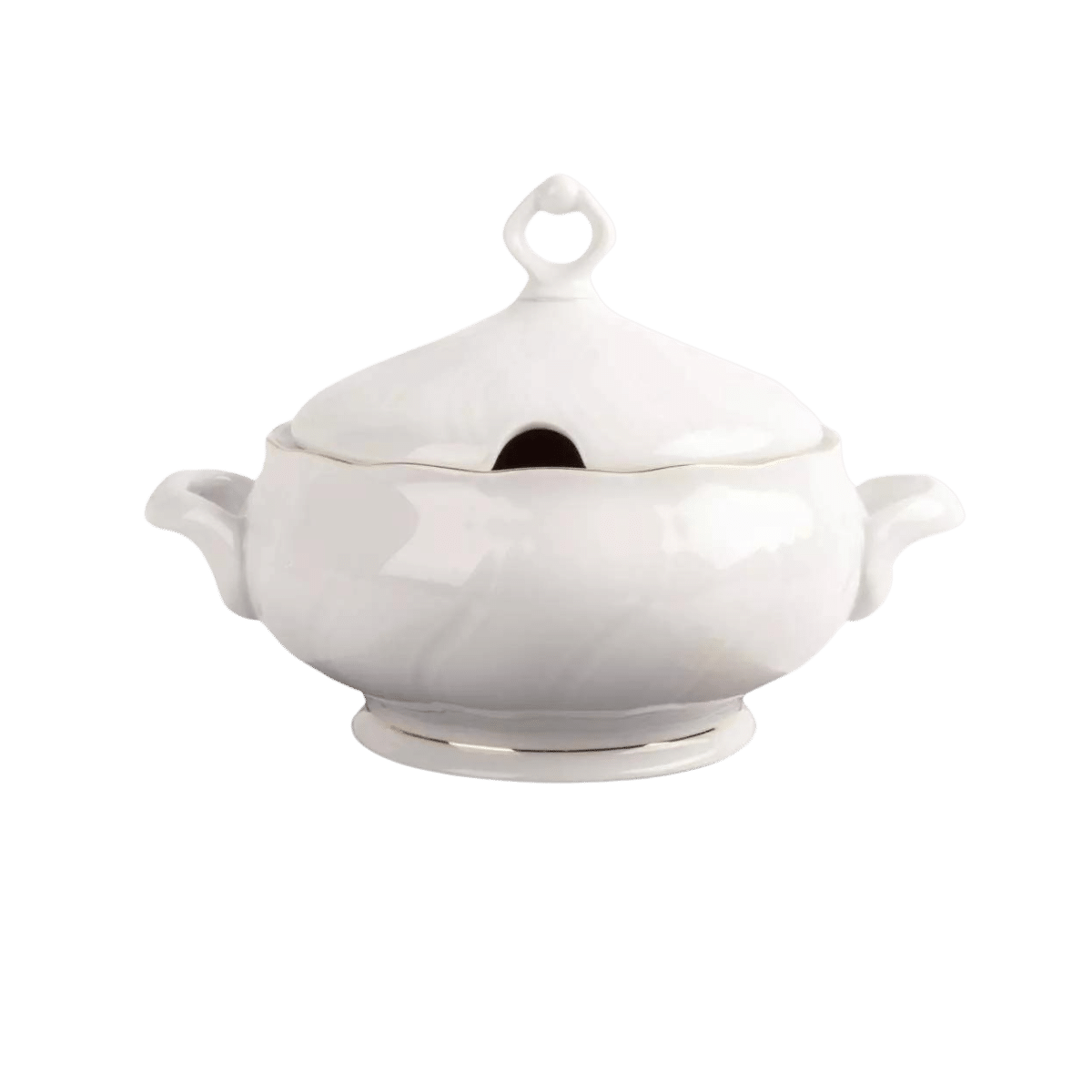 Sopera de porcelana blanca (1 l) Lubeck, 1 tapa de porcelana, filo de oro CRC Soperas, Salseras, ensaladeras y cuencos Porcelana Lubeck menaje