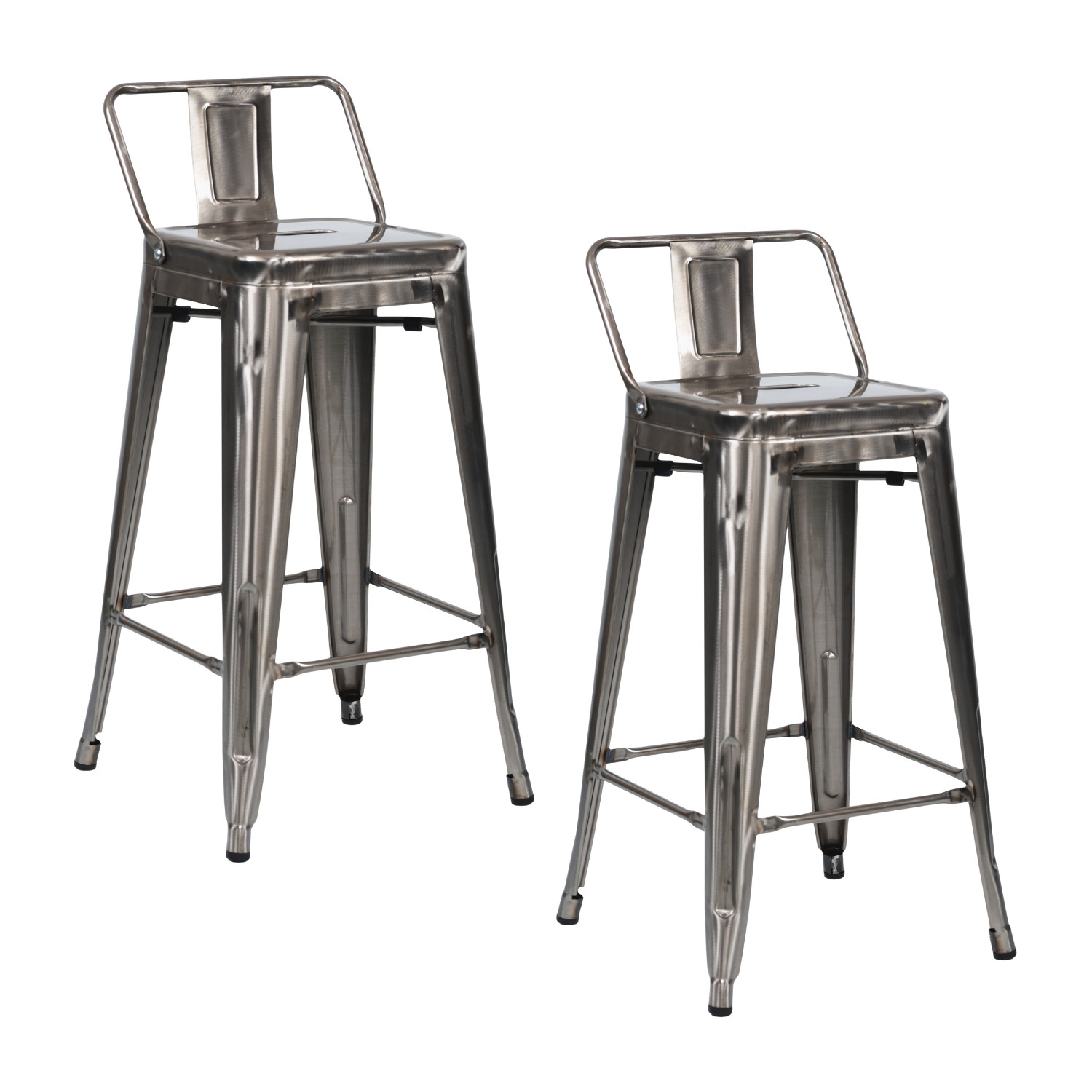 Pack 2 Taburetes Altos Industriales Apilables de Acero 41x41x85cm Thinia Home