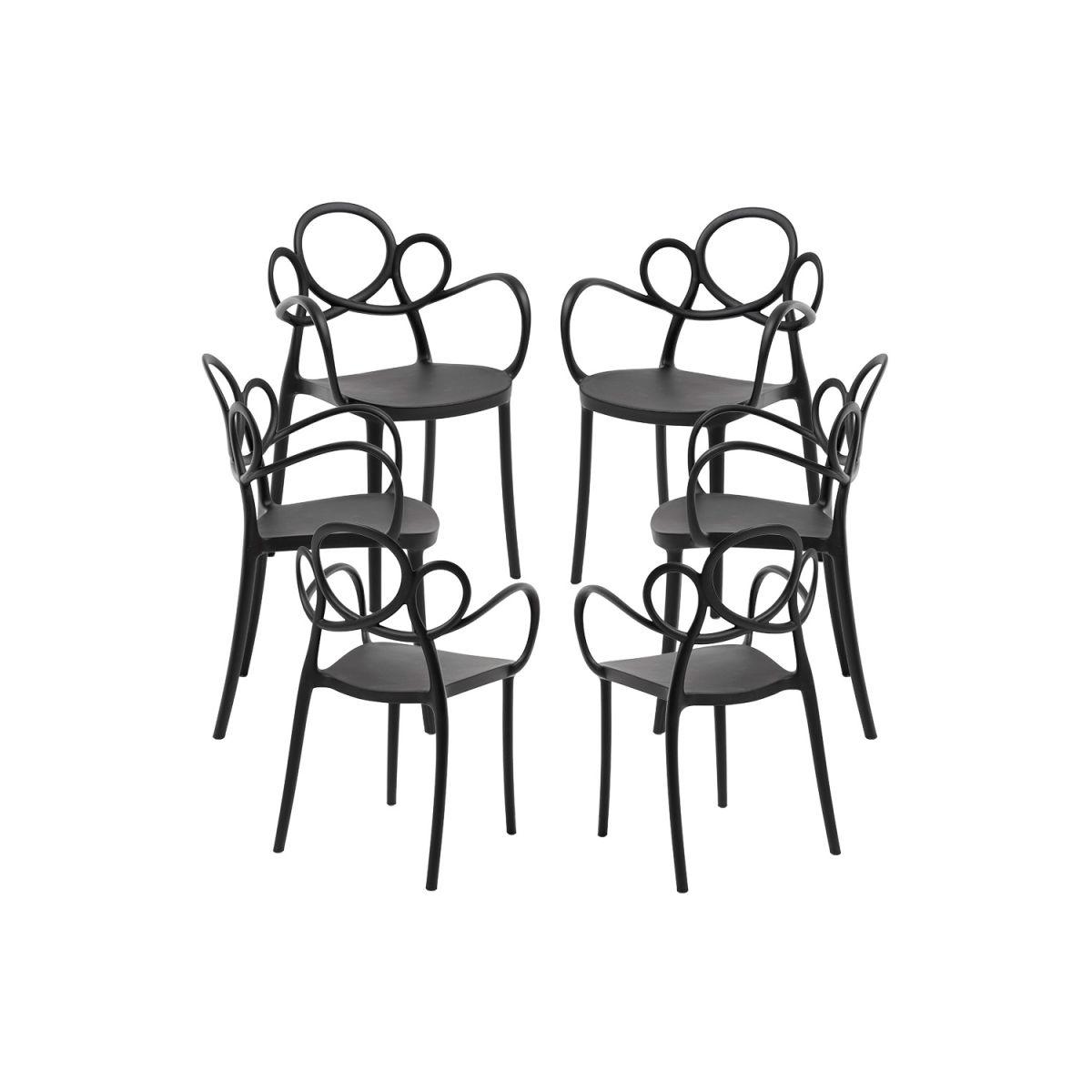 Regalos Miguel - Packs Sillas Jardín - Pack 6 Sillas Sky con Reposabrazos - Negro