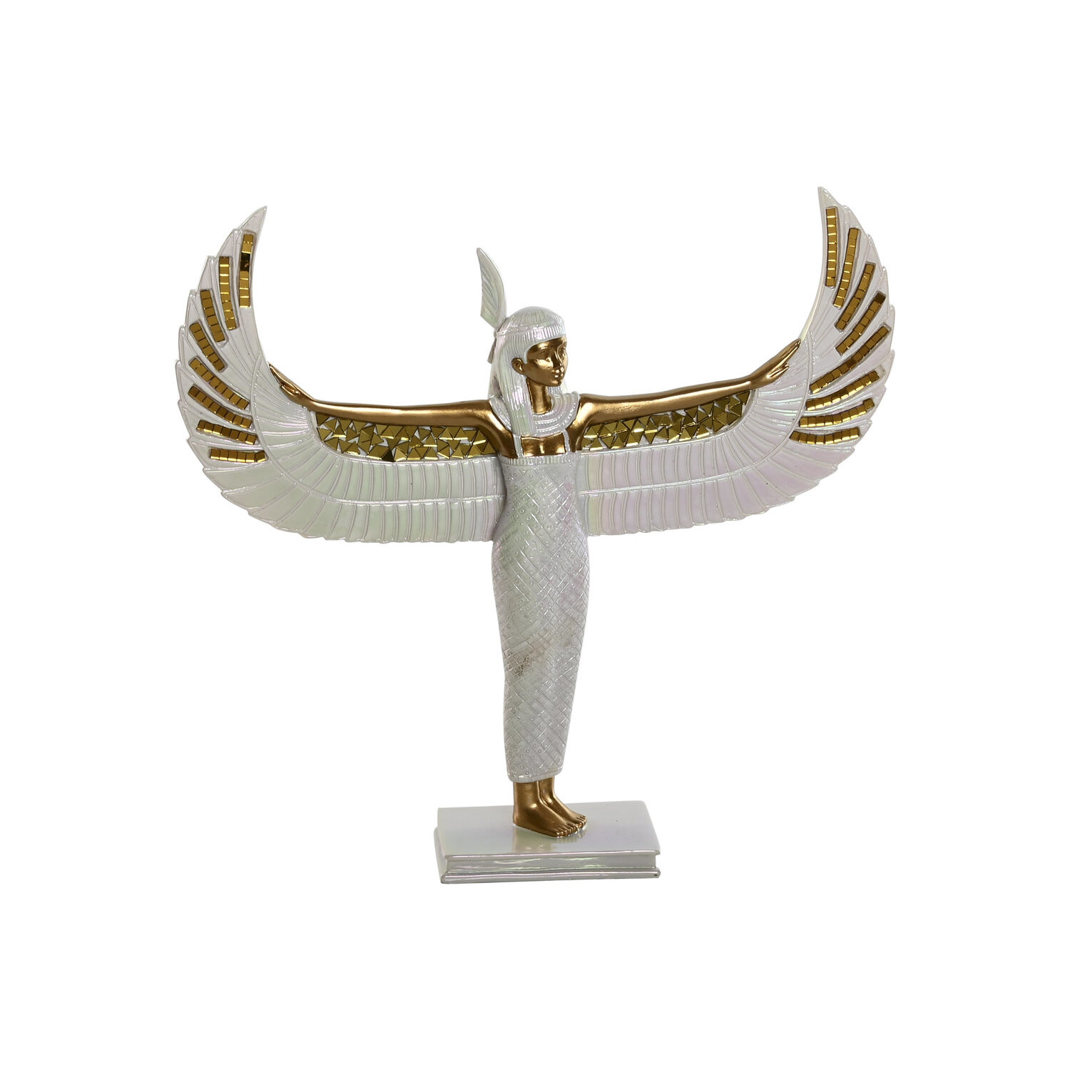Figura resina 34x6,5x33,5 isis iridiscente blanco , El mejor complemento para tu hogar.