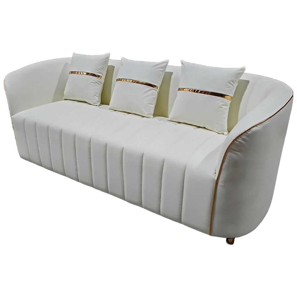 Wonderlust Deco - Sofá de piel sintética beige 185x72x76h cm Beige 185x72x76h cm