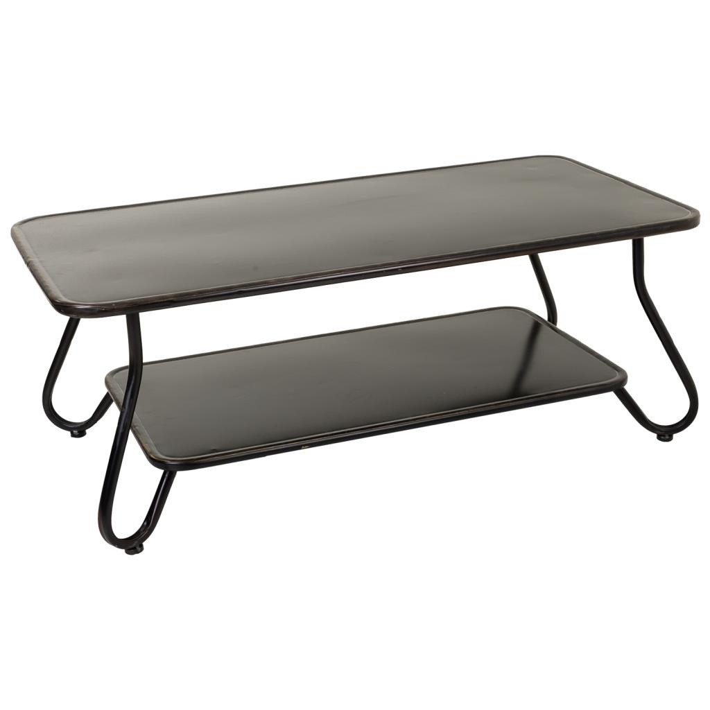 WANDERLUST DECO Mesa auxiliar de metal negro 120x60x46,5h cm de estilo Industrial.Tiene 2 puertas
