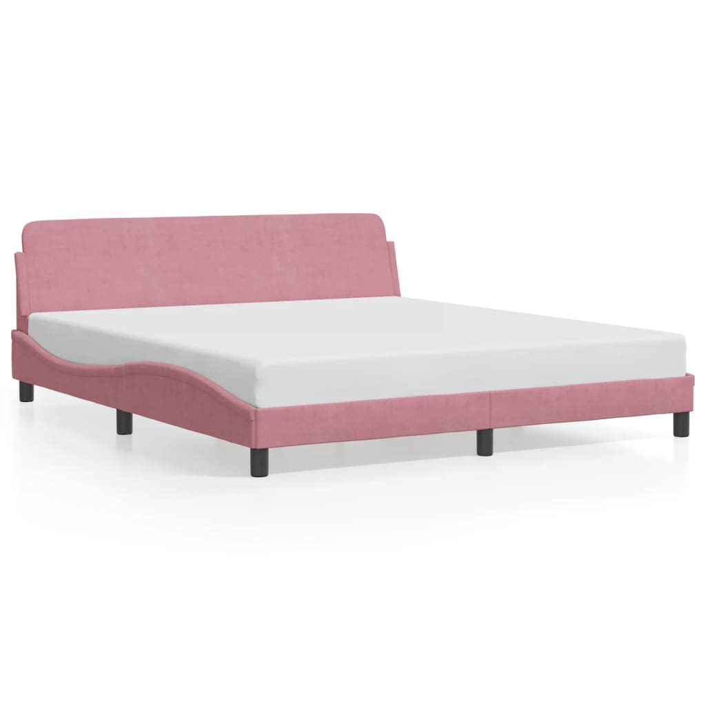 vidaXL Estructura de cama con cabecero Dover terciopelo rosa 180x200 cm