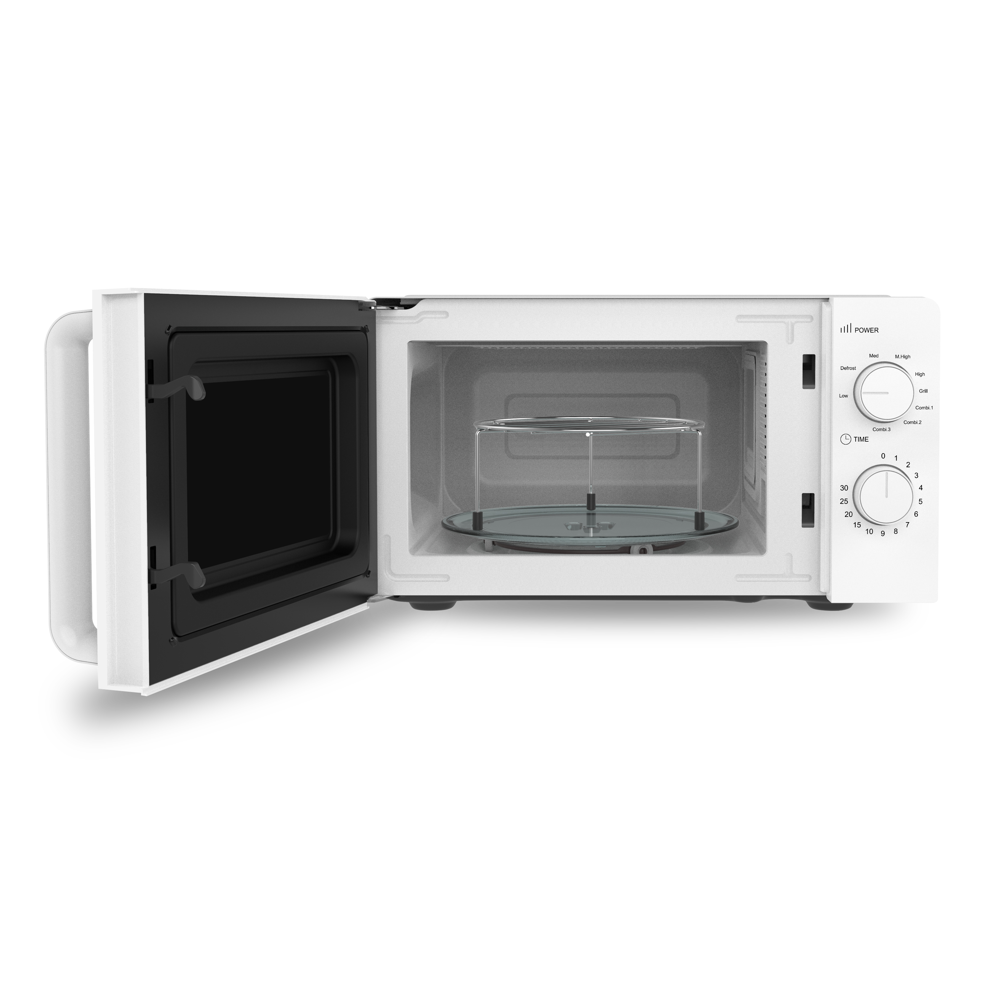 Microondas & Grill con Cavidad Esmaltada, y Plato de Vidrio Giratorio de 255mm, 20L -  Grill 900w, Micro 700w