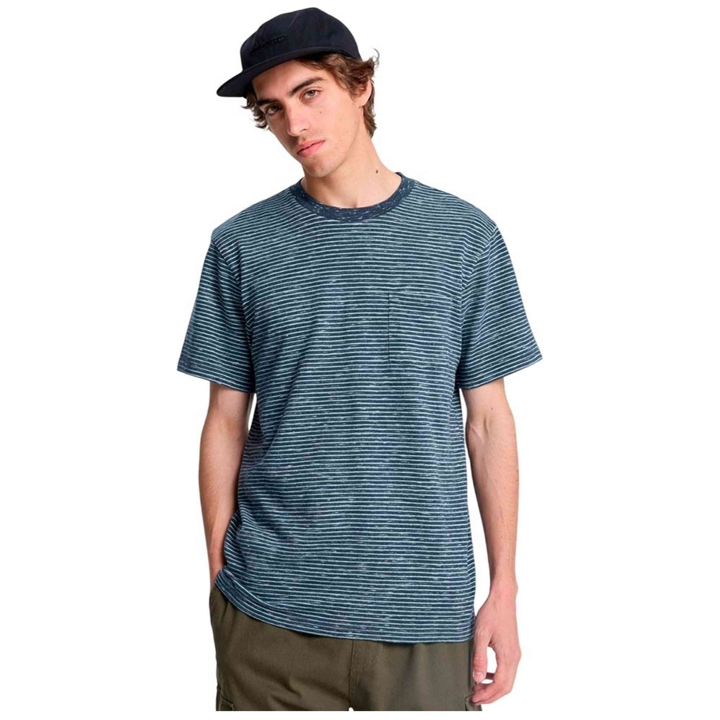 Camiseta Quiksilver modelo Lopaz Striped Ss Pocket en color Gris