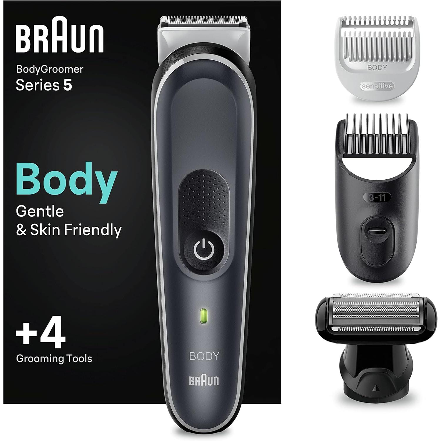 Braun Recortadora Corporal Para Hombre Series 5, Depilación Masculina Para Todo El Cuerpo Sin Esfuerzo, Cortapelos Hombre Resistente Al Agua Con 100 Min De Autonomía, 5360