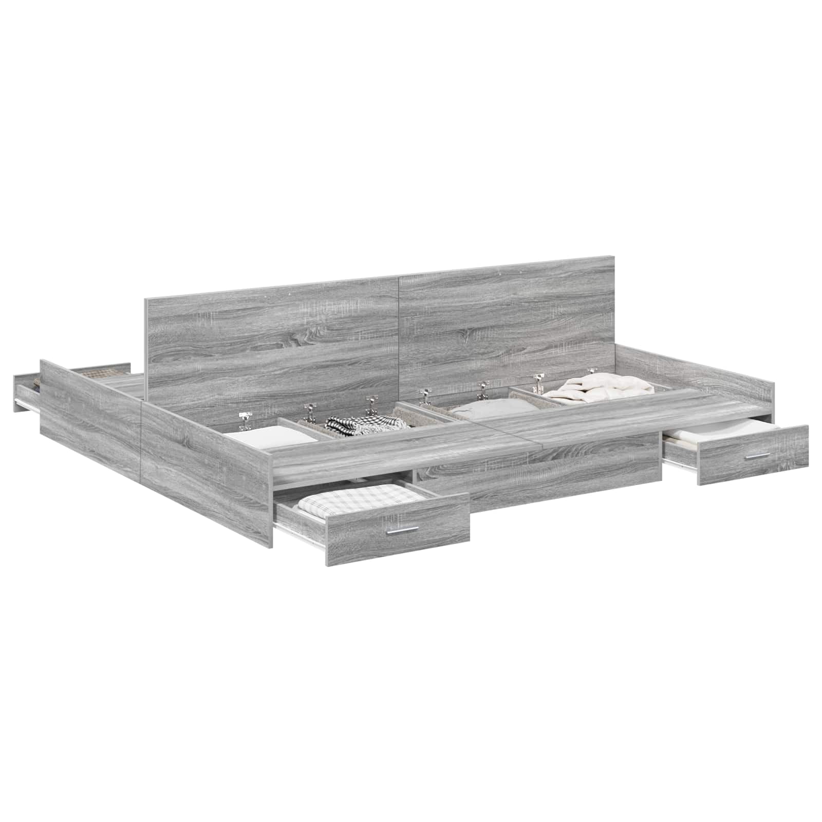 Cama con almacenamiento con cabecera Gris Sonoma 200 x 200 cm