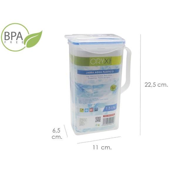 ORYX Jarra Plastico Cuadrada 1.500 ml. 11 x 6.5 x 22.5 (alt) cm. Square plastic jug
