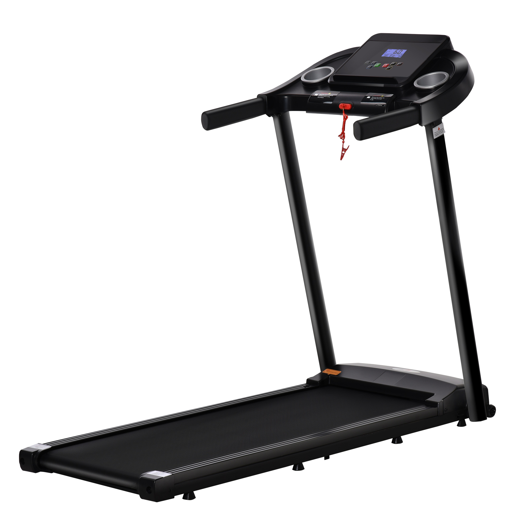HOMCOM Cinta de Correr para Casa, 1-12 KM/H 1,5HP, Andar Caminadora Eléctrica con 12 Programas Preestablecidos, Ruedas, Pantalla LED, Soporte para Móvil, 2 Portavasos para Gimnasio en Hogar y Oficina