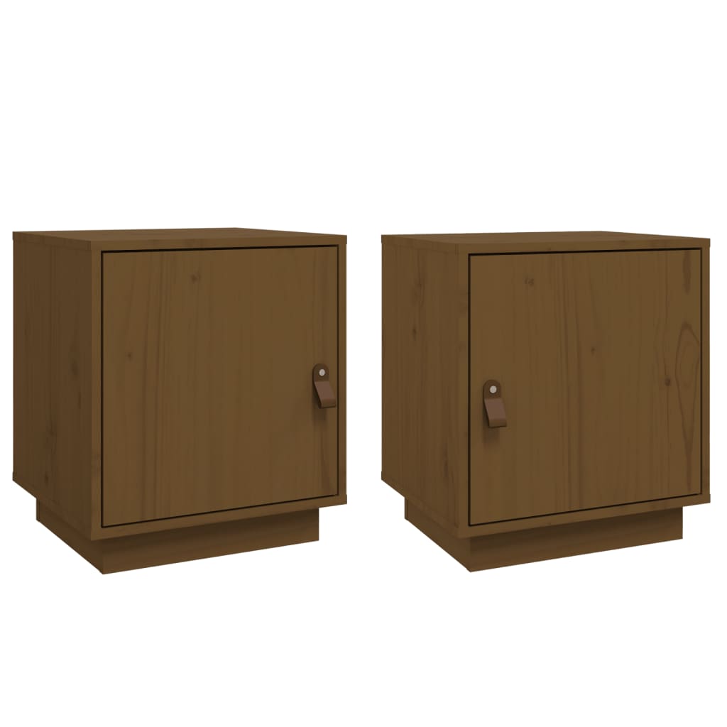 Vidaxl Mesitas de Noche 2 Unidades Madera Maciza Pino 40x34x45 Cm Natural