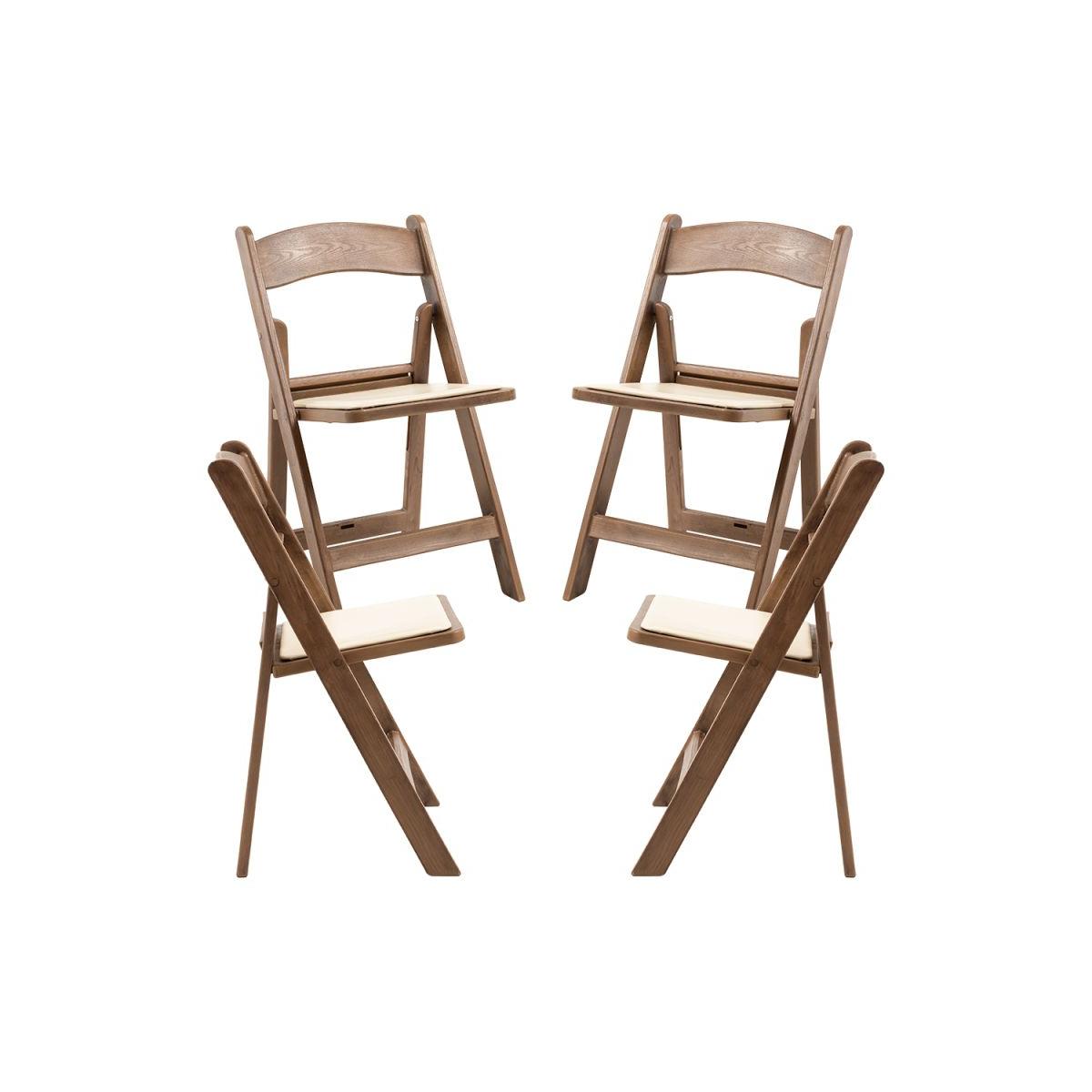 Regalos Miguel - Sillas Plegables - Pack 4 Sillas Gala Plegable con Cojín efecto Madera - Roble Claro