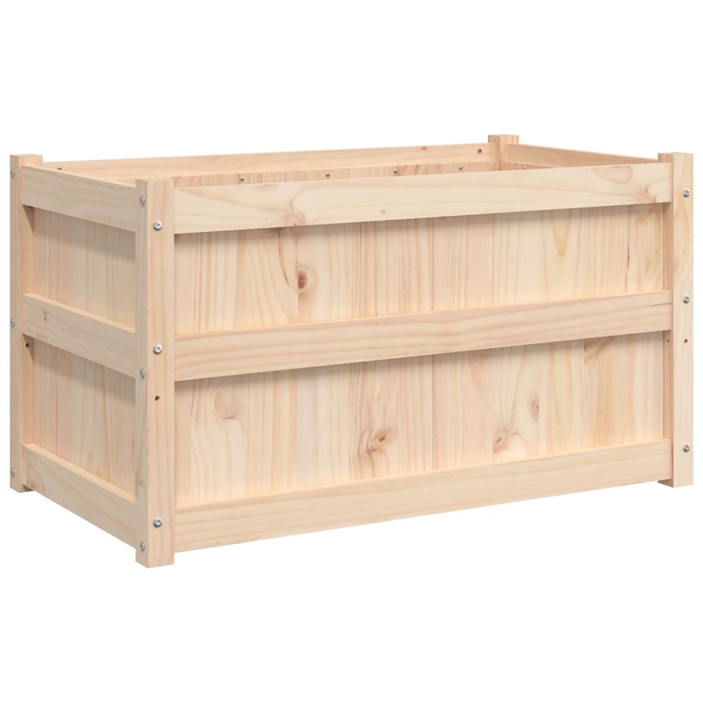 vidaXL Jardinera de madera maciza de pino 90x50x50 cm Color Pino natural,  Blanco,  Marrón y mas