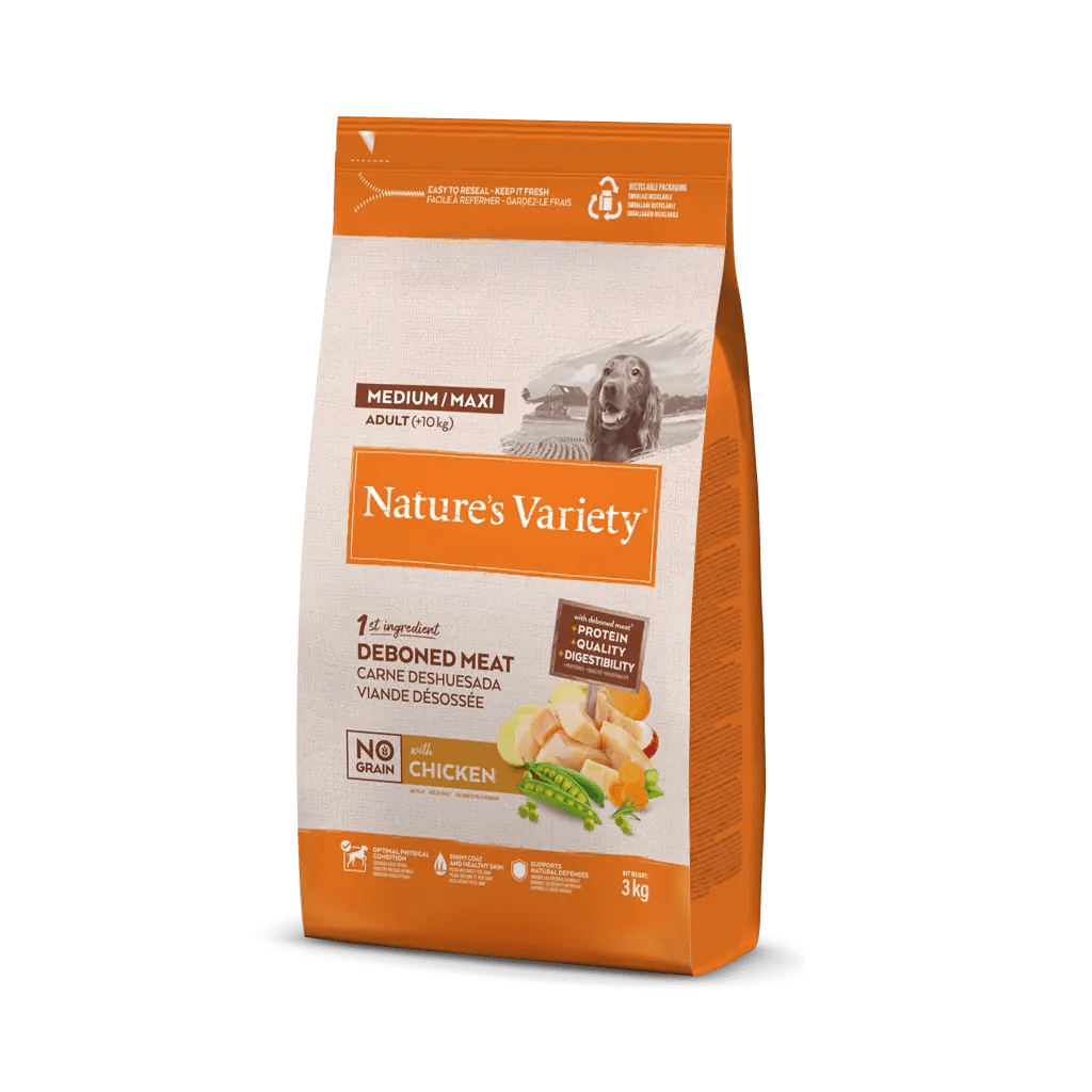 Nature’s Variety Selected No Grain Adult Med/Max con Pollo campero Pienso Grain Free Perros medianos grandes - 3 KG