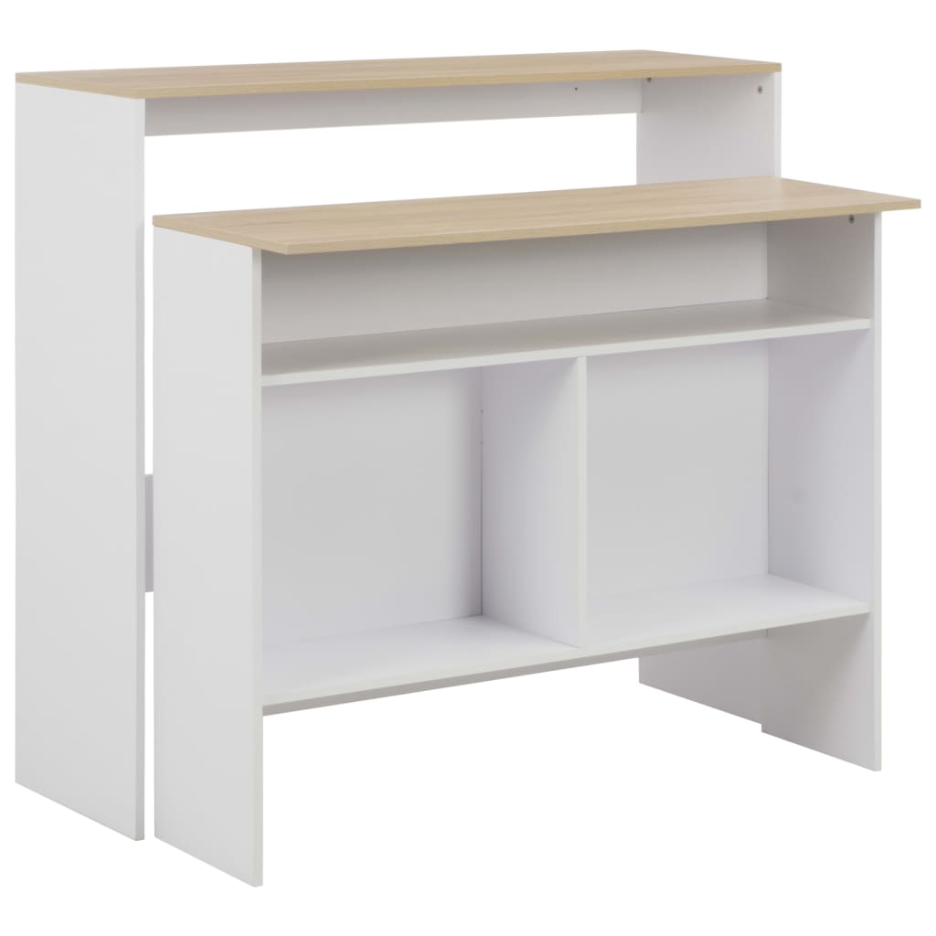 vidaXL Mesa de bar con 2 tableros y 130x40x120 cm en color Gris/Blanco/Blanco y marrón y más | estructura resistente ideal para salón dormitorio o estudio