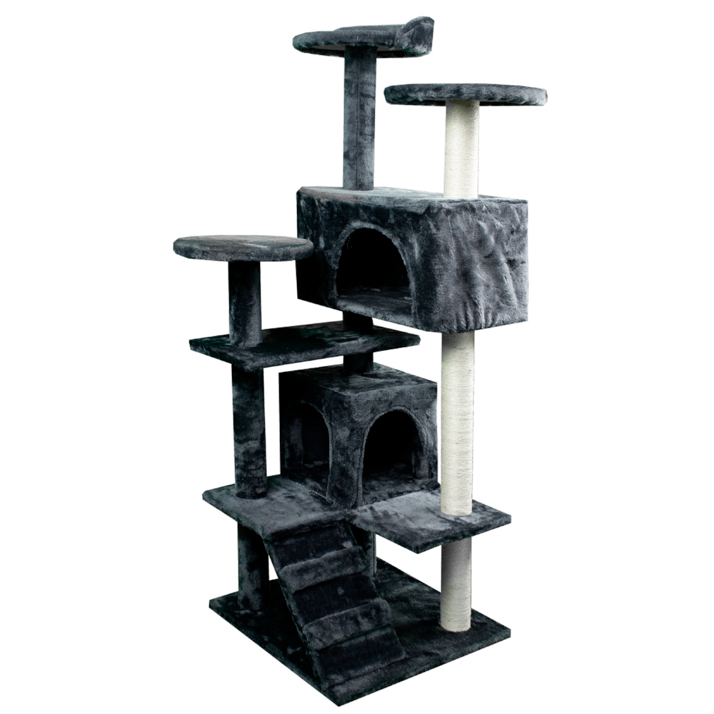 Árbol Rascador para Gato Mobiclinic Modelo Tico Grande para Escalar 5 Alturas Soporta hasta 10 kg con Plataformas y refugios Juguete Desestresante Cuerda de sisal Gris