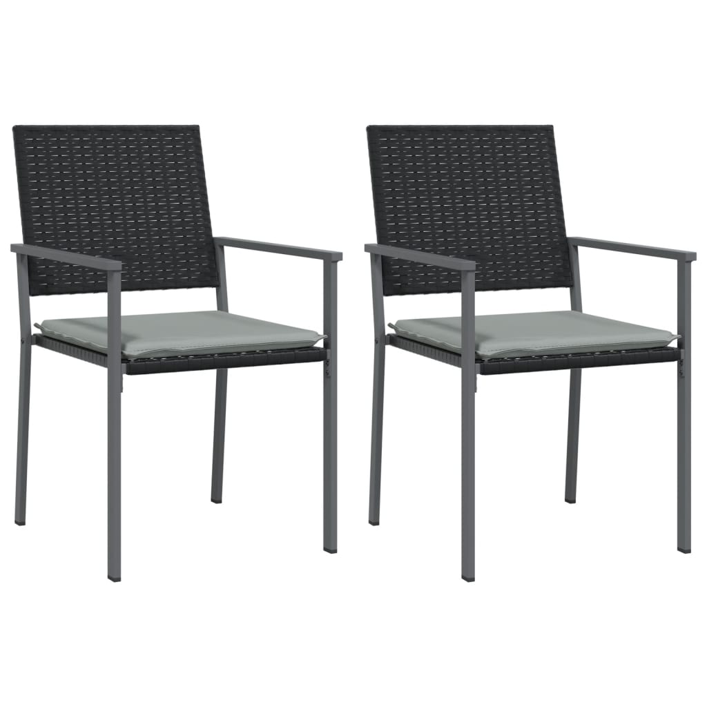 vidaXL Sillas jardín cojines 2 uds ratán sintético negro 54x62,5x89 cm