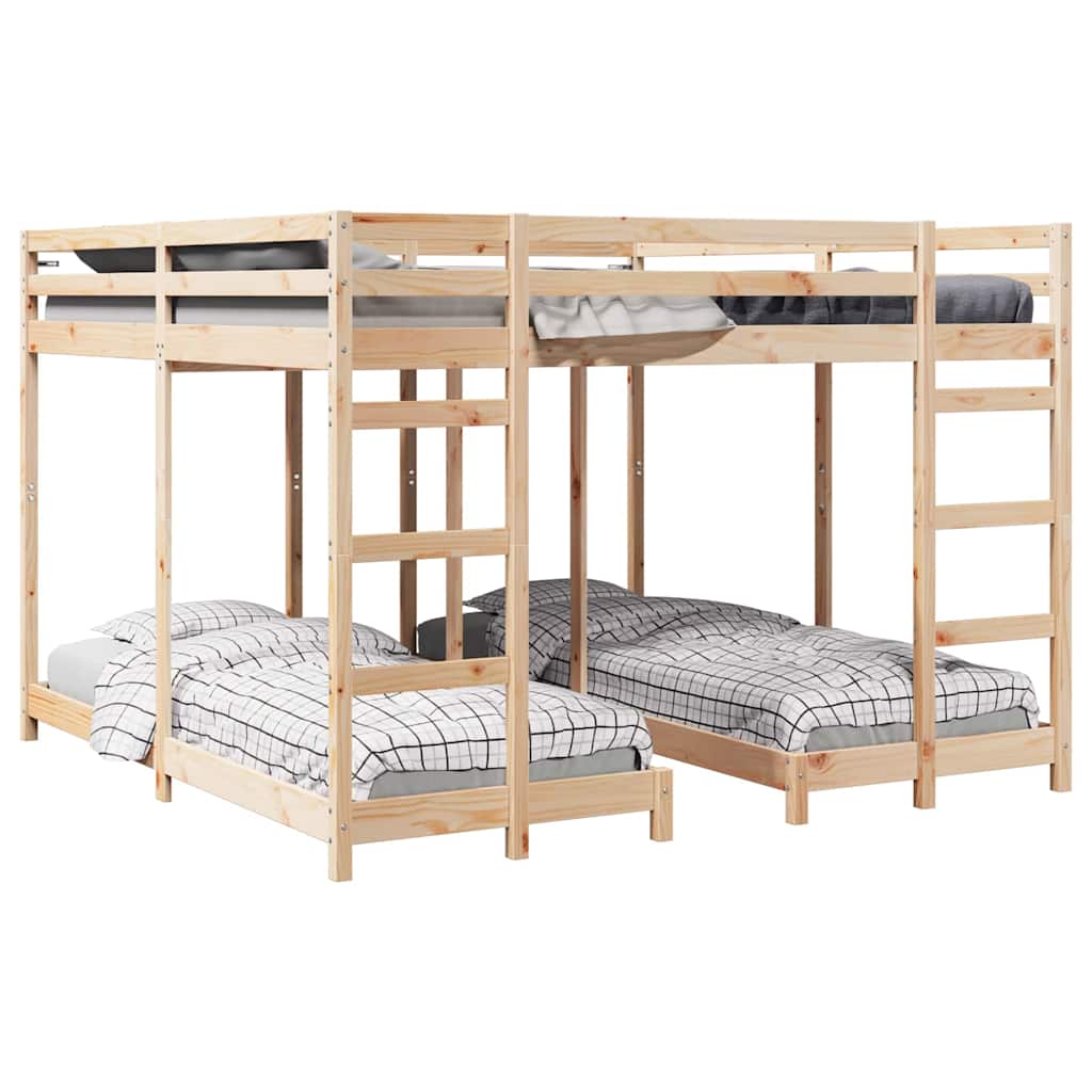 vidaXL Estructura de litera triple Madera de pino macizo Muebles Dormitorio Multitalla
