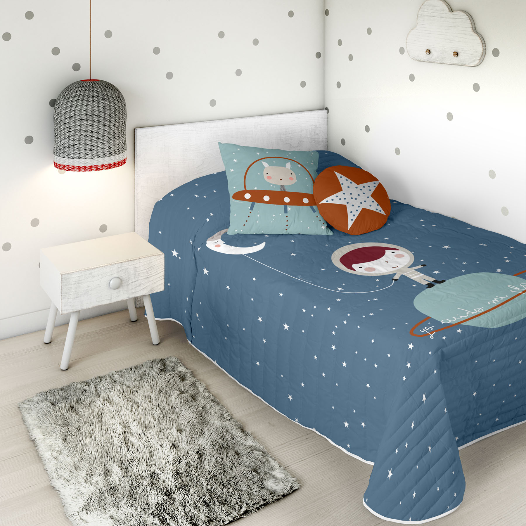 HACIENDO EL INDIO - Colcha Bouti Infantil Estampada 100% Algodón - Relleno 70 gramos -  Cubrecama Ligero Acolchado - Ideal para Primavera y Verano - Disponible para Cama 90/105 cm - Fabricada en España