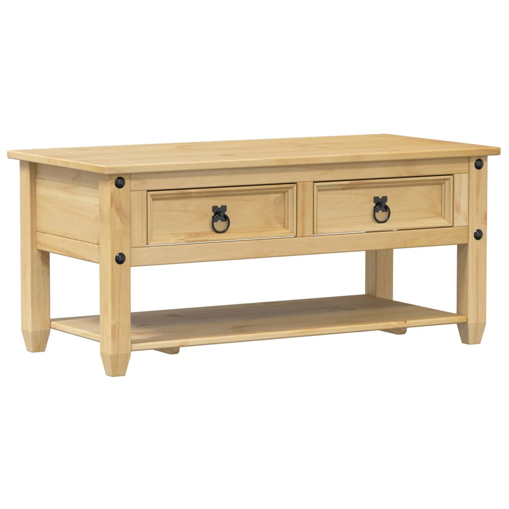 Vidaxl Mesa de Centro Cajones Corona Madera Maciza Pino 100x48x45 Cm Mesita de Salón