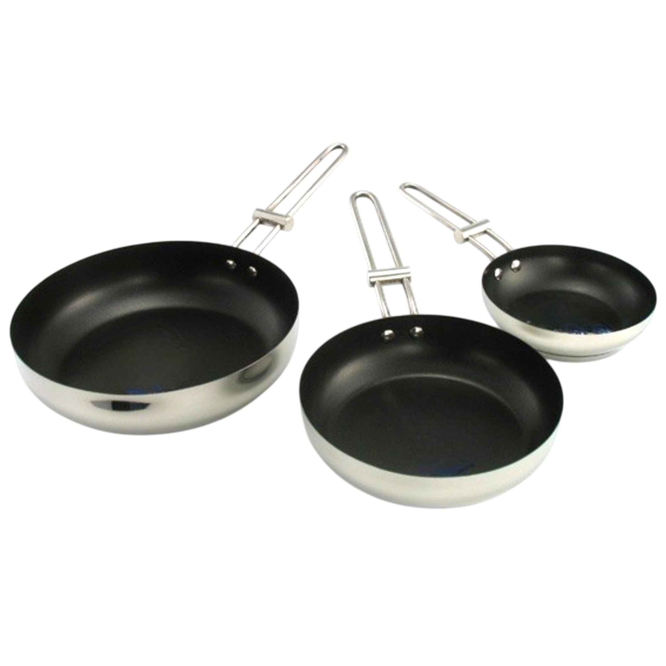 Juego de sartenes Nápoles, para inducción en acero inoxidable (3 piezas)  1 sartén de 16 cm, 1 sartén de 20 cm, 1 sartén de 24 cm de diámetro, antiadherente, fondo difusor capsulado  512