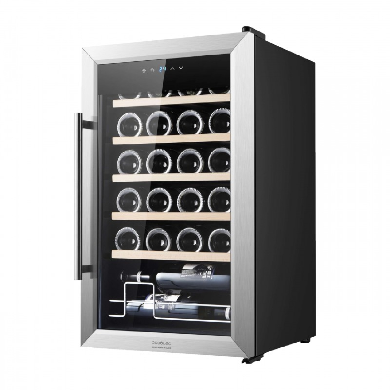 Cecotec Vinoteca - Nevera para Vinos - 24 Botellas Bolero GrandSommelier 2450 Inox Compressor. Temperatura ajustable de 5-18ºC
