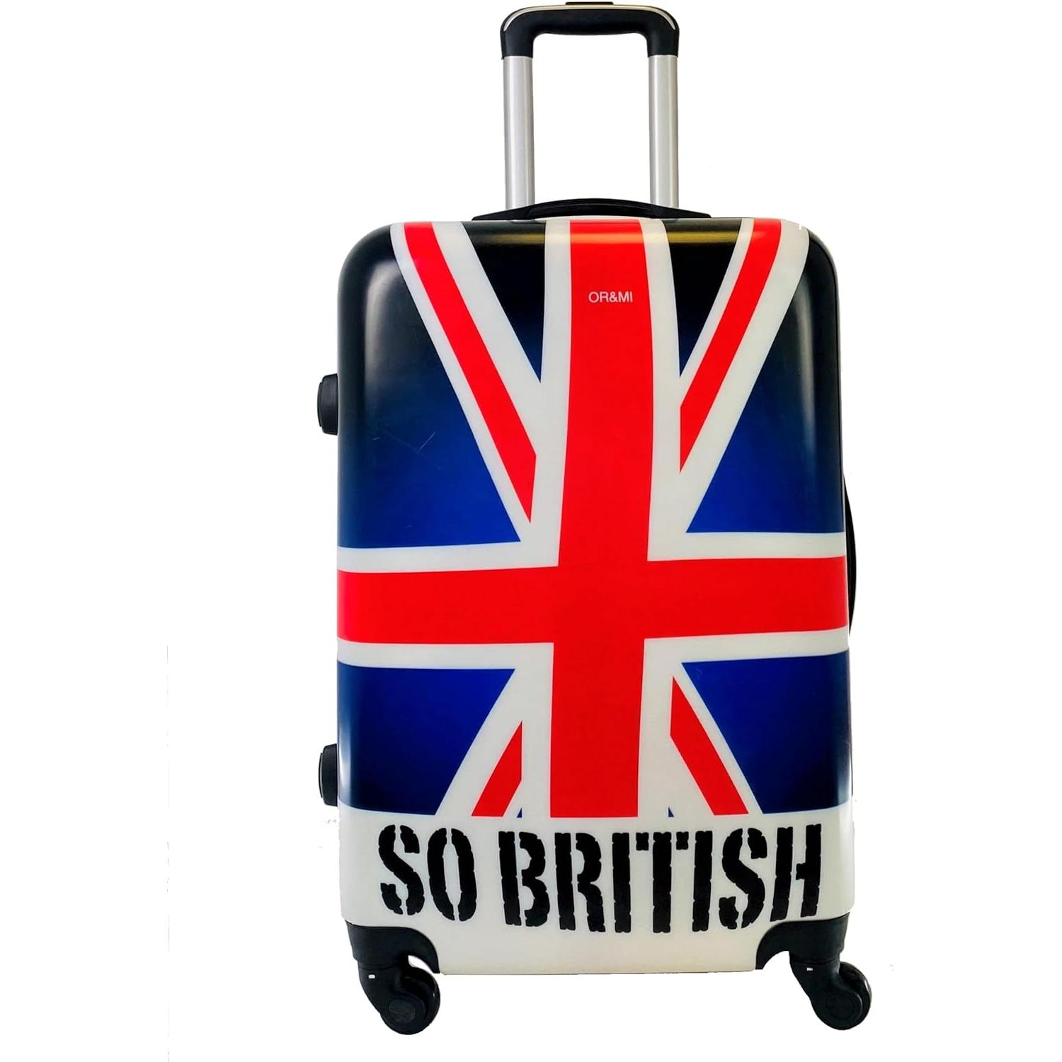 Maleta Mediana para Viajar en Avión | 4 Ruedas Giratorias | Estampado Inglaterra COSHANO
