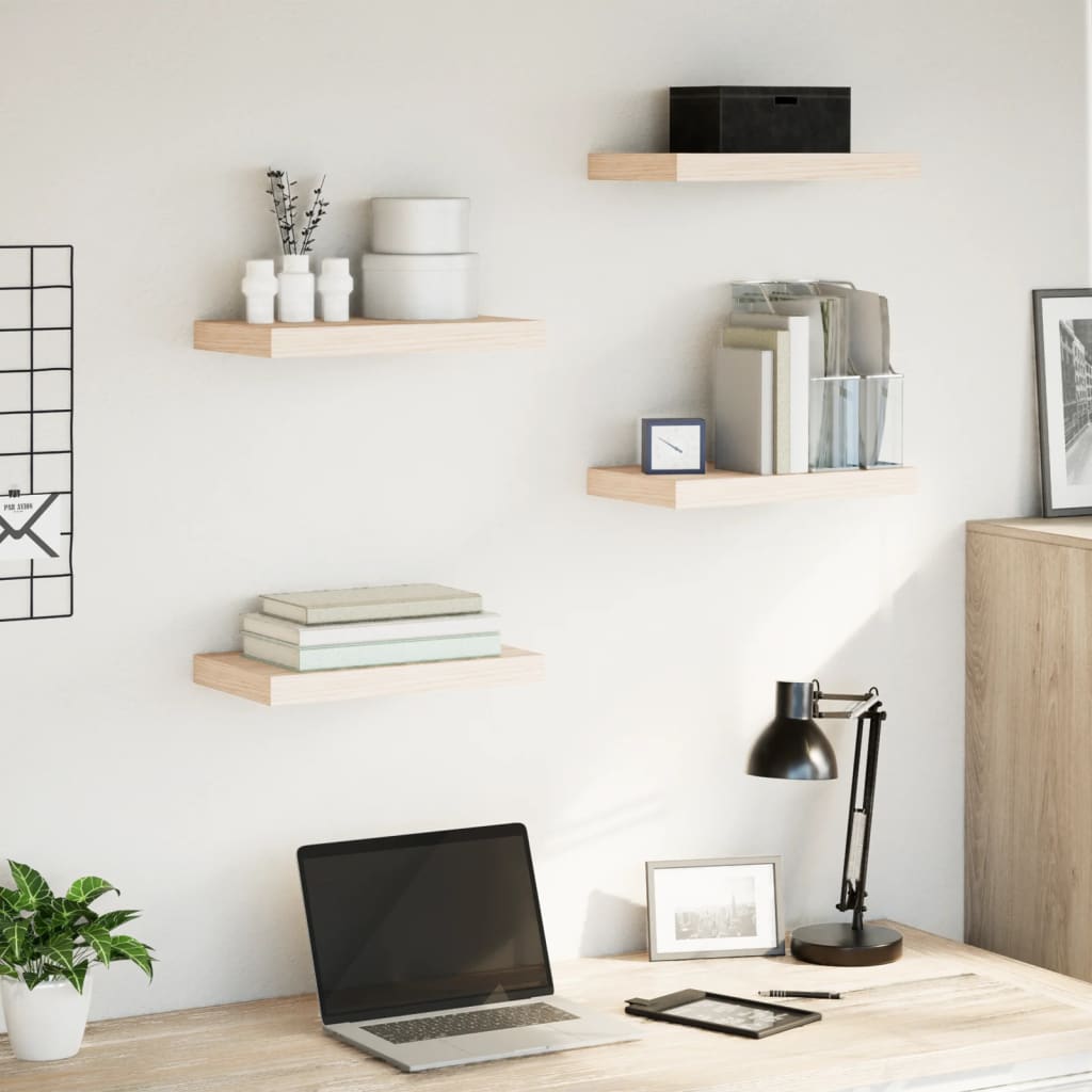 vidaXL Estantes flotantes 4 uds madera de ingeniería en dimensiones 40x23.5x4 cm/60x23.5x4 cm/110x23.5x4 cm y más | práctico organizador multiusos diseño compacto funcional