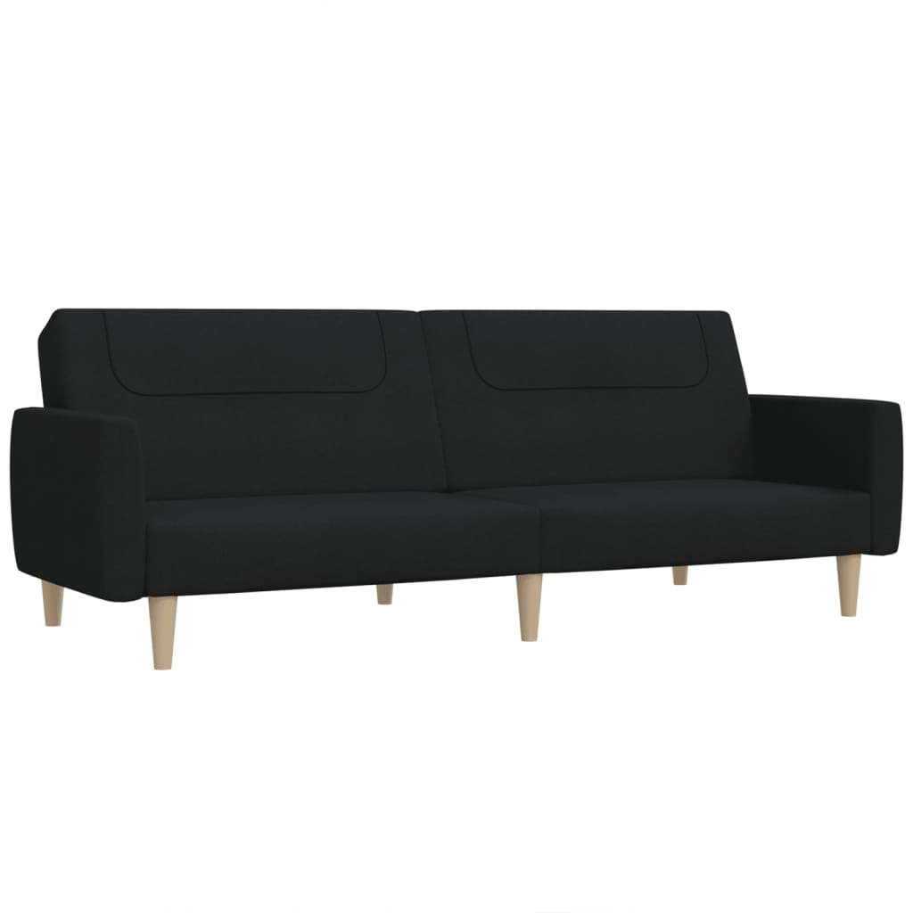 vidaXL Sofá cama de 2 plazas tela negro