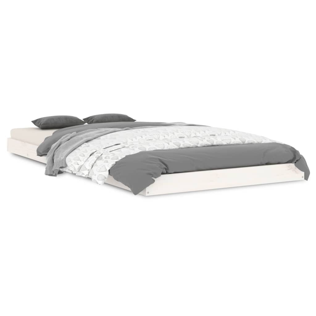 vidaXL Estructura cama individual madera maciza pino blanco 90x190 cm