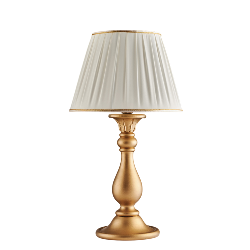 Lámpara Lucca de madera dorada antigua, 1 luz con pantalla dm.35 H.60 Ø35 BL271-LM-OR - Bonetti Illumina