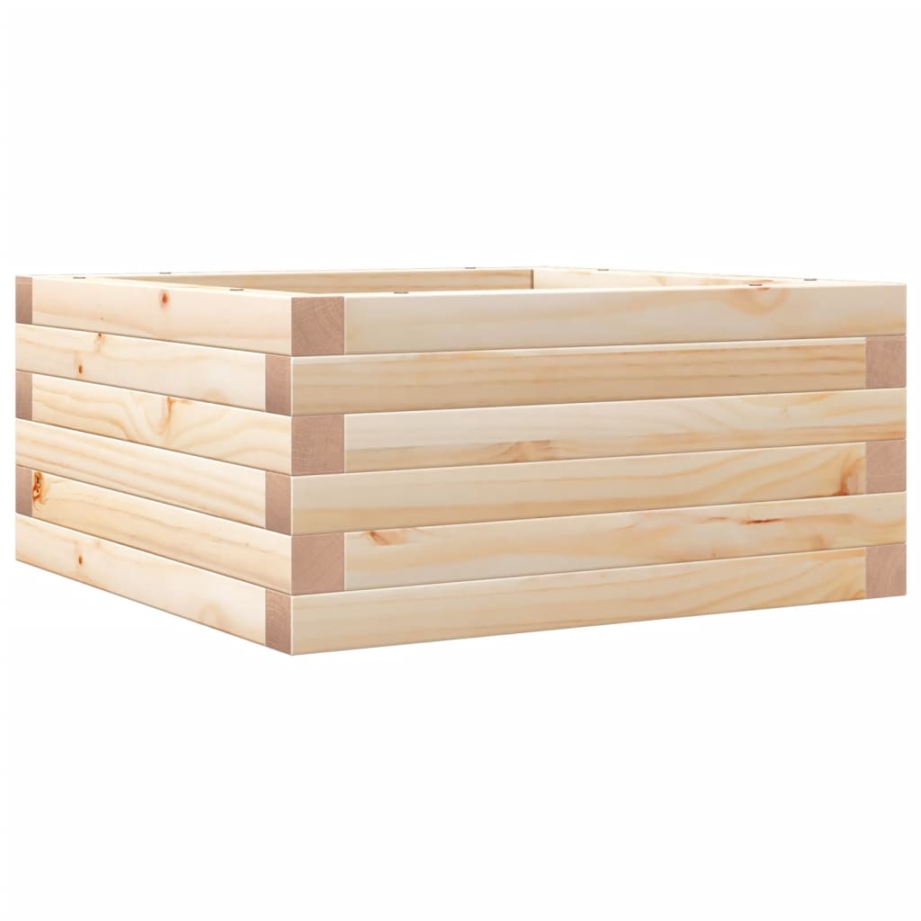 vidaXL Jardinera de madera maciza de pino 50x50x23 cm Color Pino natural,  Blanco,  Marrón cera y mas