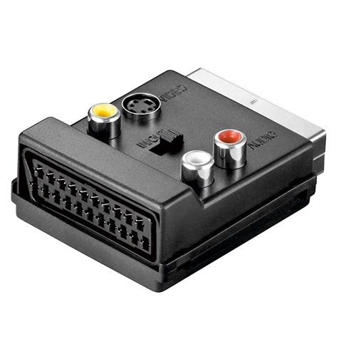CABLEPELADO Adaptador Scart con selector de entrada/salida, Euroconector conmutable, Convertidor Scart conmutable macho-hembra, 2 x audio, 1 x Video, 1 x S-Video, Adaptador Euroconector