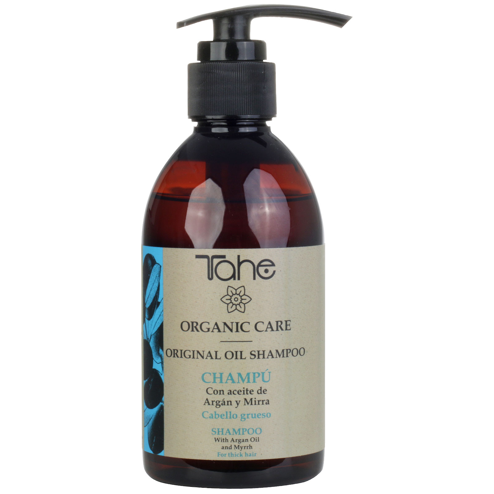 Tahe Organic Care Champú Original Oil para cabellos gruesos con Aceite de Argán y Mirra, 300 ml