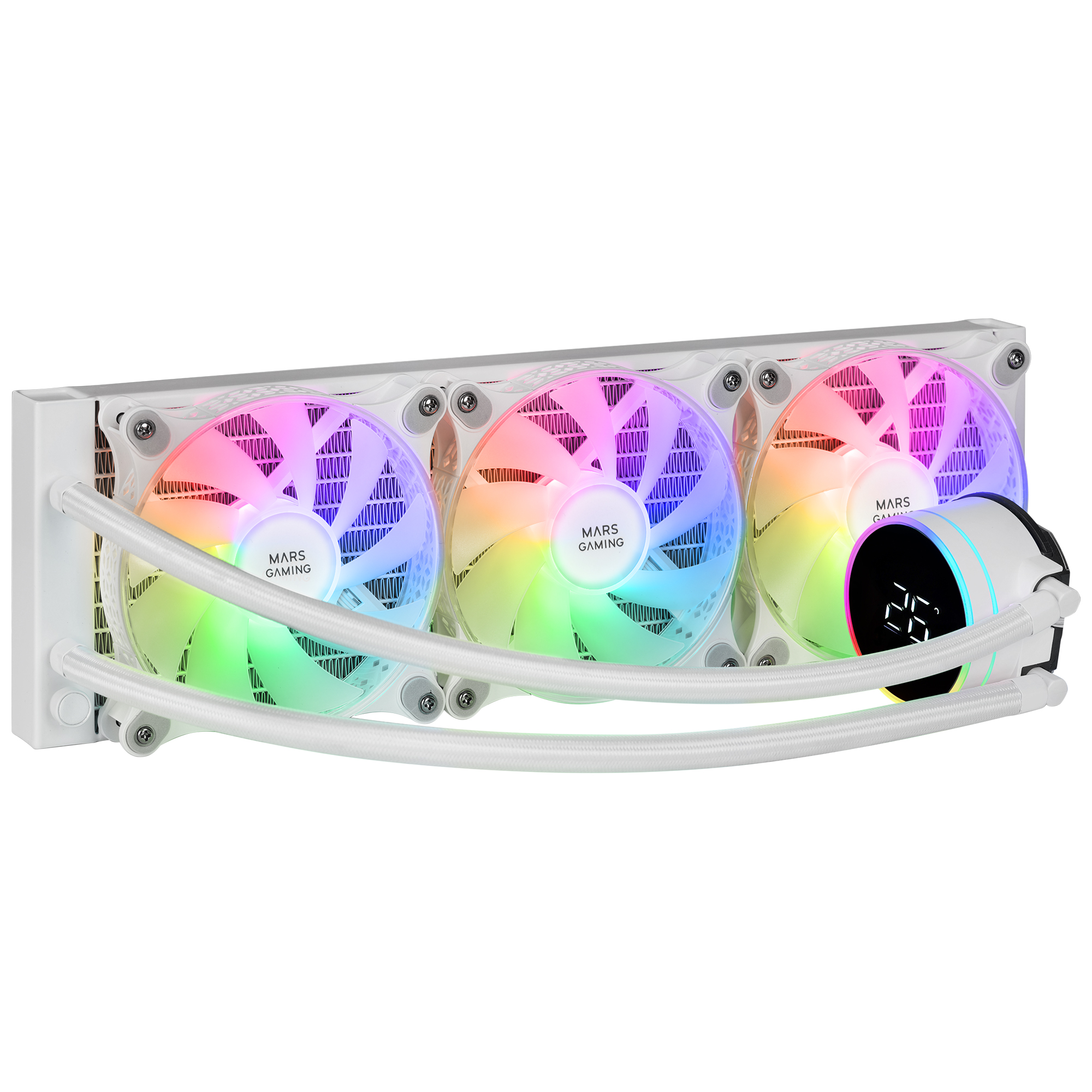 Mars gaming ML-LCD360, Refrigeración Líquida AIO, TDP 600W, 3X Ventiladores FDB ARGB 120mm, Pantalla LCD con Monitoreo de Temperatura, Bomba OPTI-Chamber 3rd Gen, Multisocket Universal, Refrigeración PC Negra o Blanca