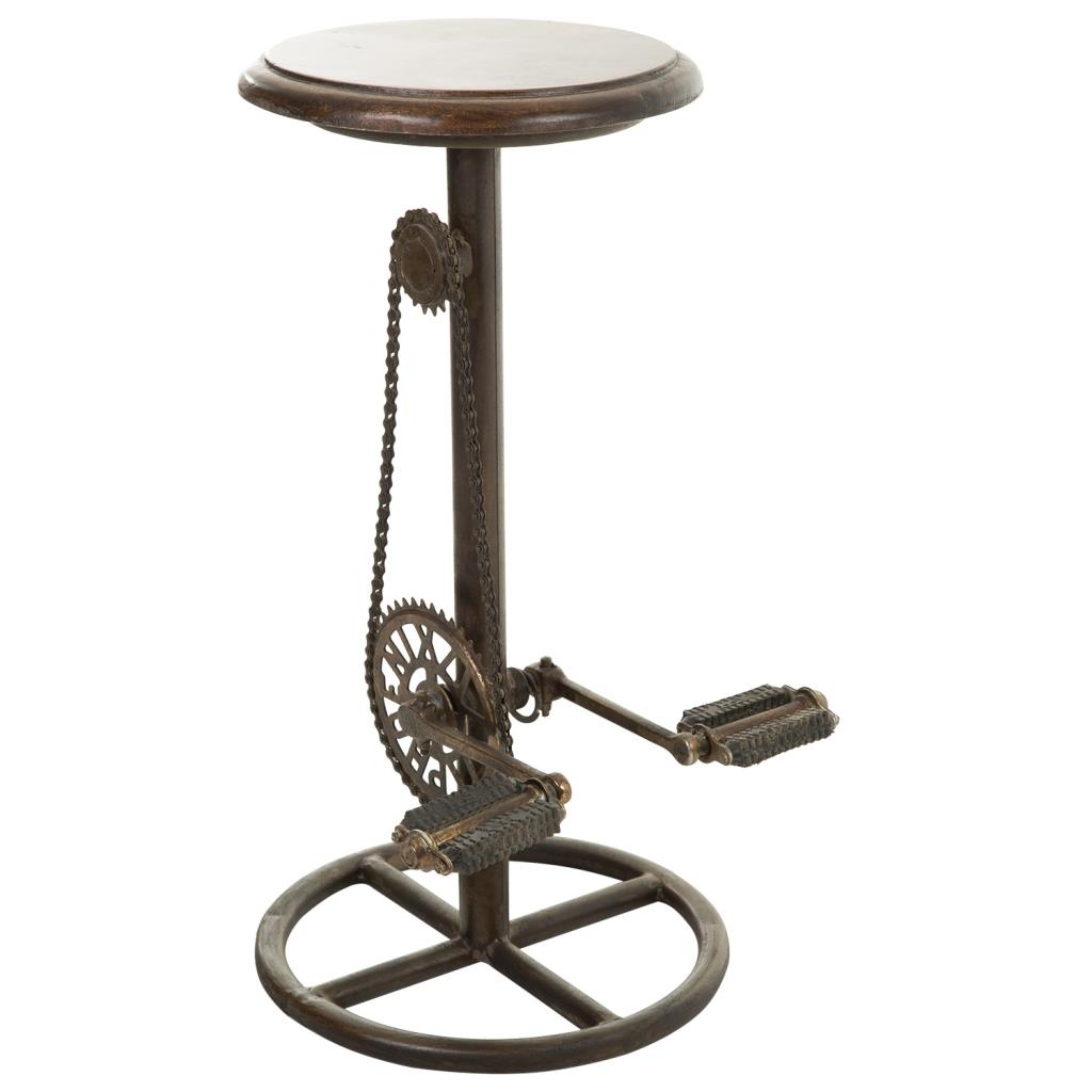 WANDERLUST DECO Taburete de metal y madera negro 40x40x73h cm de estilo Vintage