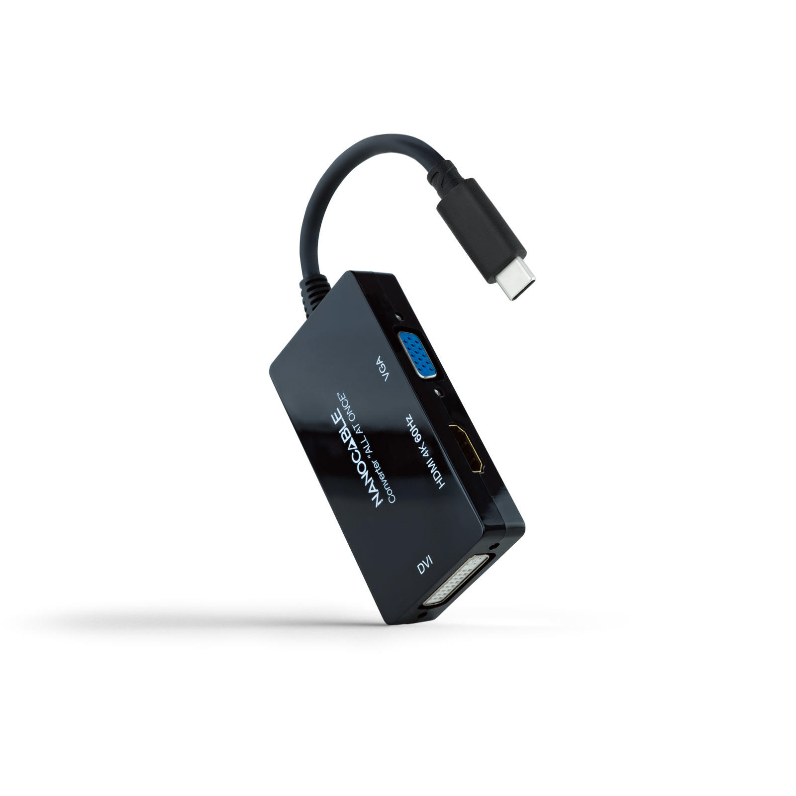 Nanocable 10.16.4301-ALL adaptador de cable de vídeo 0,2 m USB Tipo C DVI-D + VGA (D-Sub) + HDMI Neg