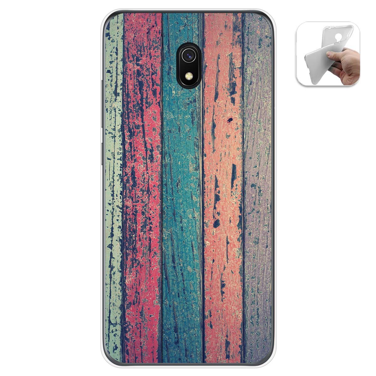 Tumundosmartphone Funda Gel Tpu para Xiaomi Redmi 8A diseño Madera 10 Dibujos