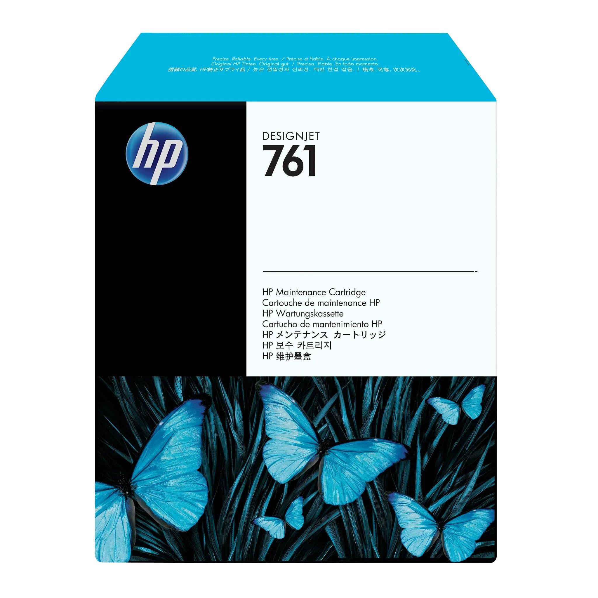 HP - Cartucho de mantenimiento HP 761 Color para impresoras de la serie CH649A, recoge exceso de tinta y previene artefactos en impresiones profesionales