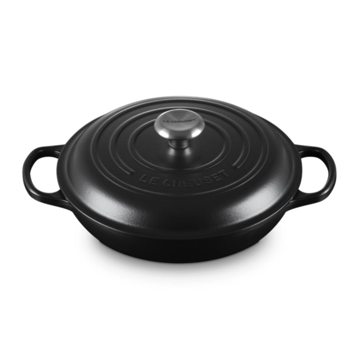 Olla Cocotte Baja de Hierro Fundido Le Creuset, Color Cereza con Interior Negro, Ideal para Arroces y Guisos, 26 cm o 30 cm