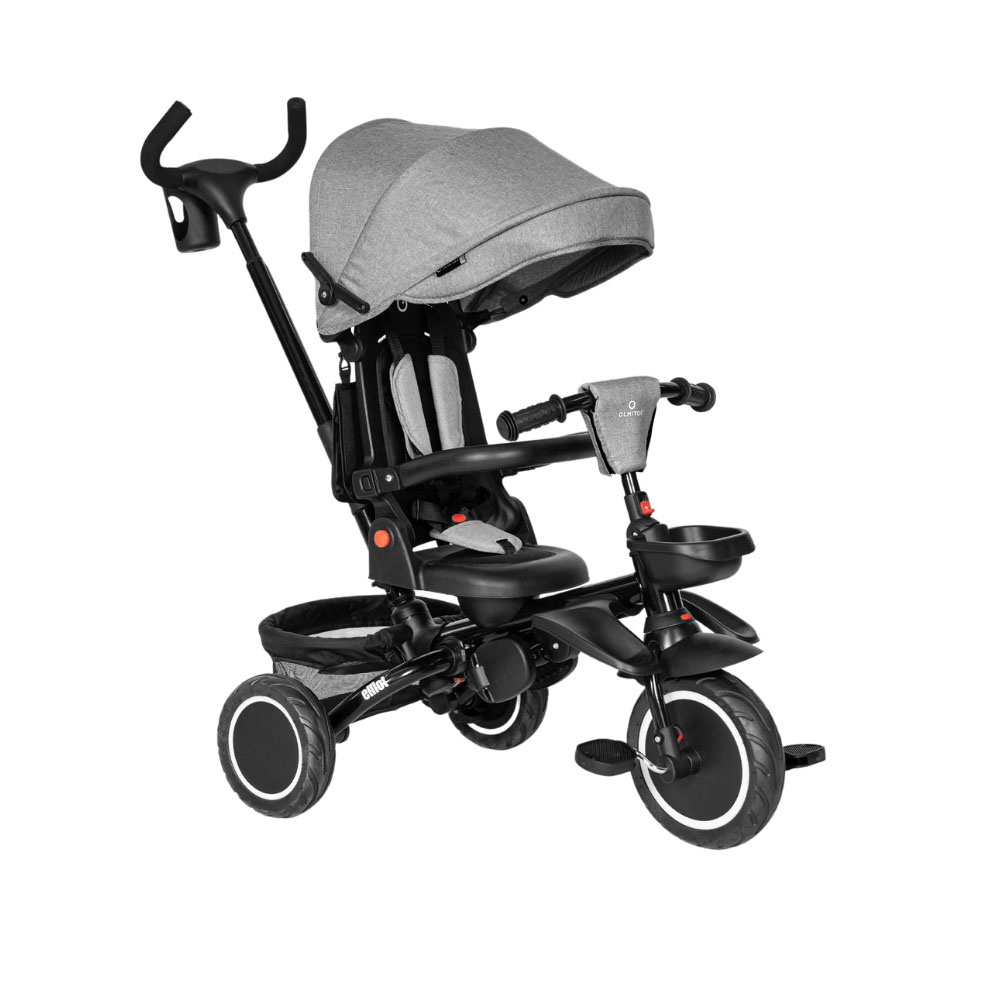 Olmitos - Triciclo Evolutivo Elliot 360º - Asiento Giratorio, Respaldo Ajustable y Estructura Resistente para Crecer con tu Pequeño (Gris)