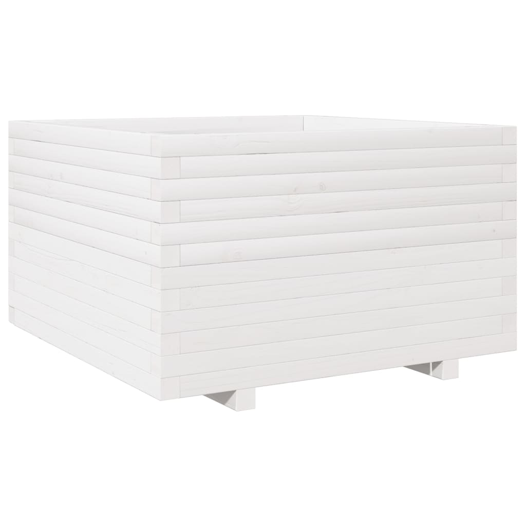 vidaXL Jardinera madera maciza de pino 80x80x49,5 cm Color Pino natural,  Blanco,  Marrón cera y mas