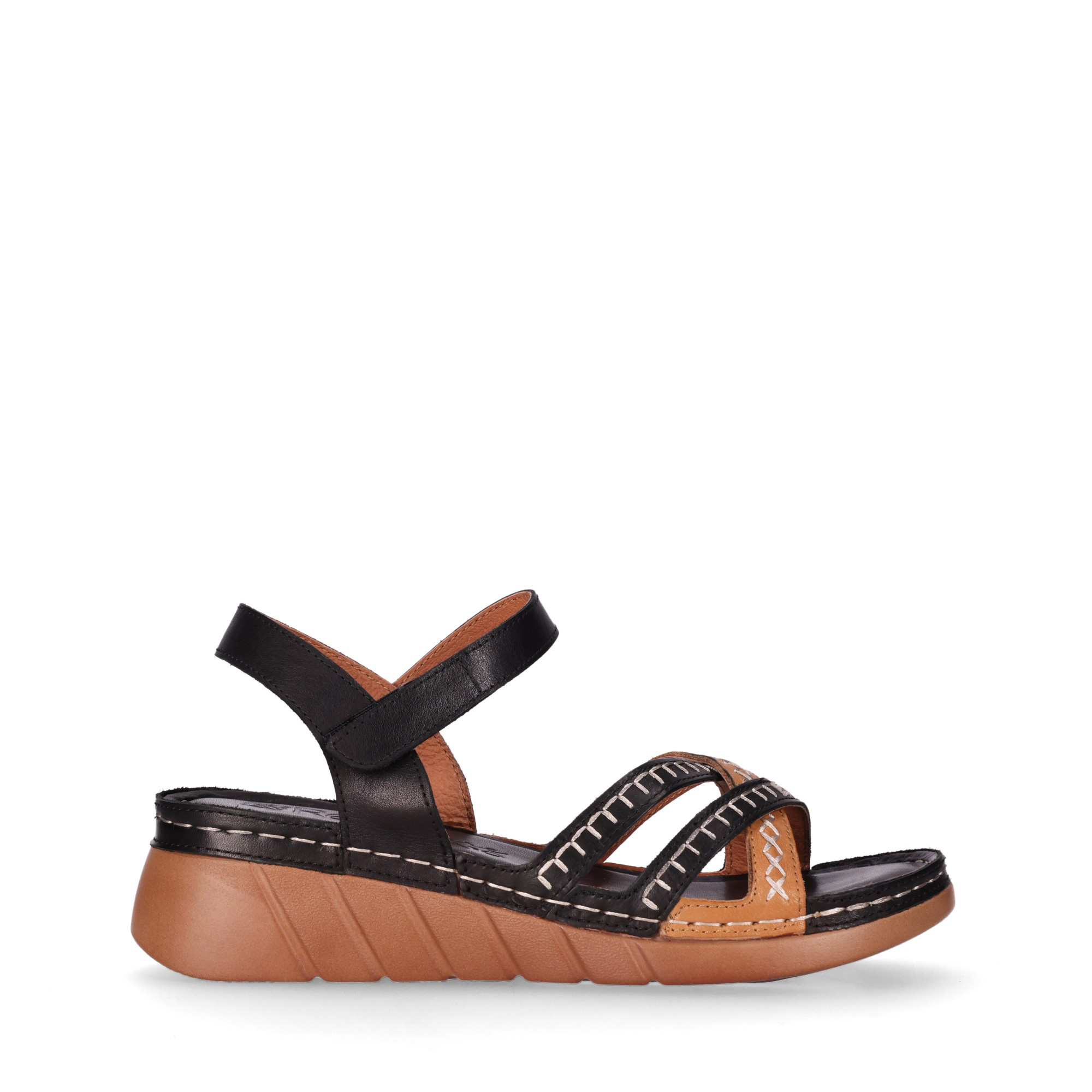 Chika10 ReNature RE LAX 04 Sandalia de CuÃ±a Negro/Black