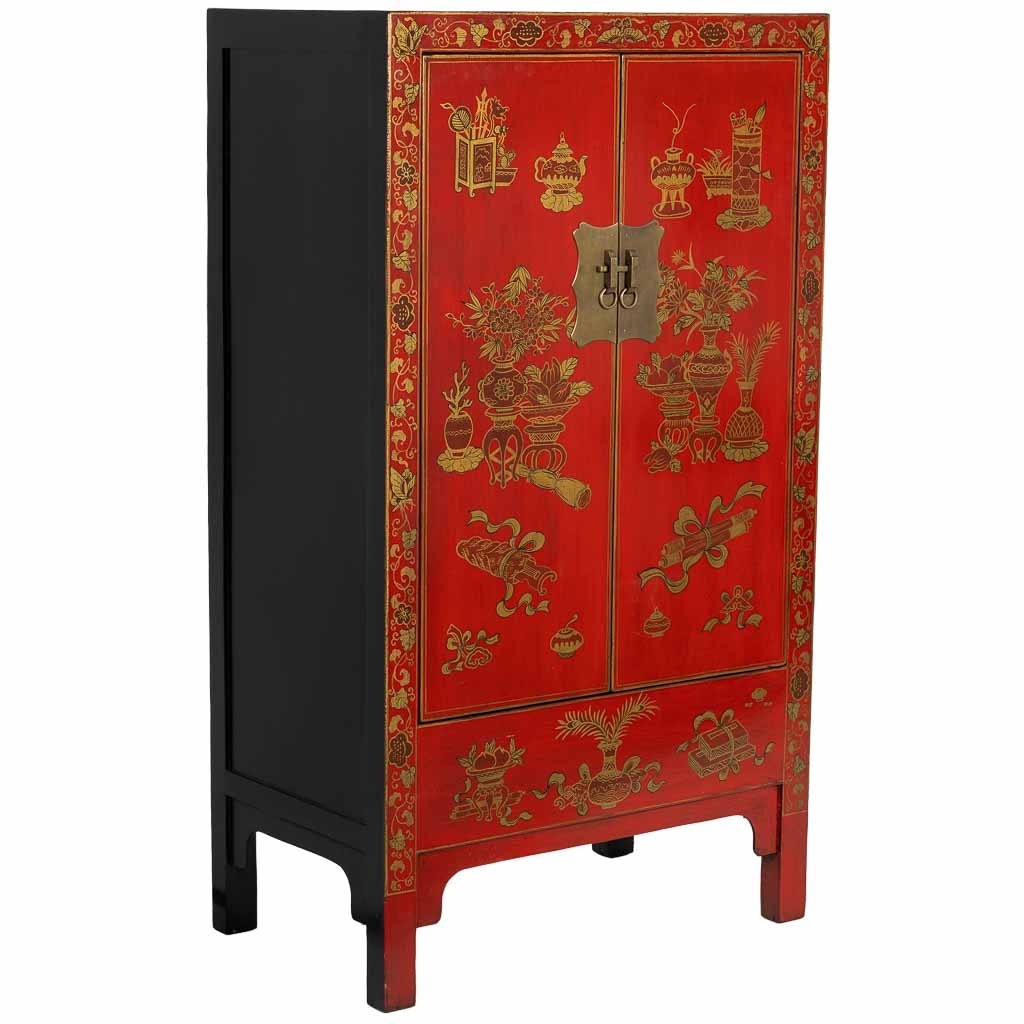Wonderlust Deco - Armario de madera rojo 86x50x150h cm Rojo 86x50x150h cm