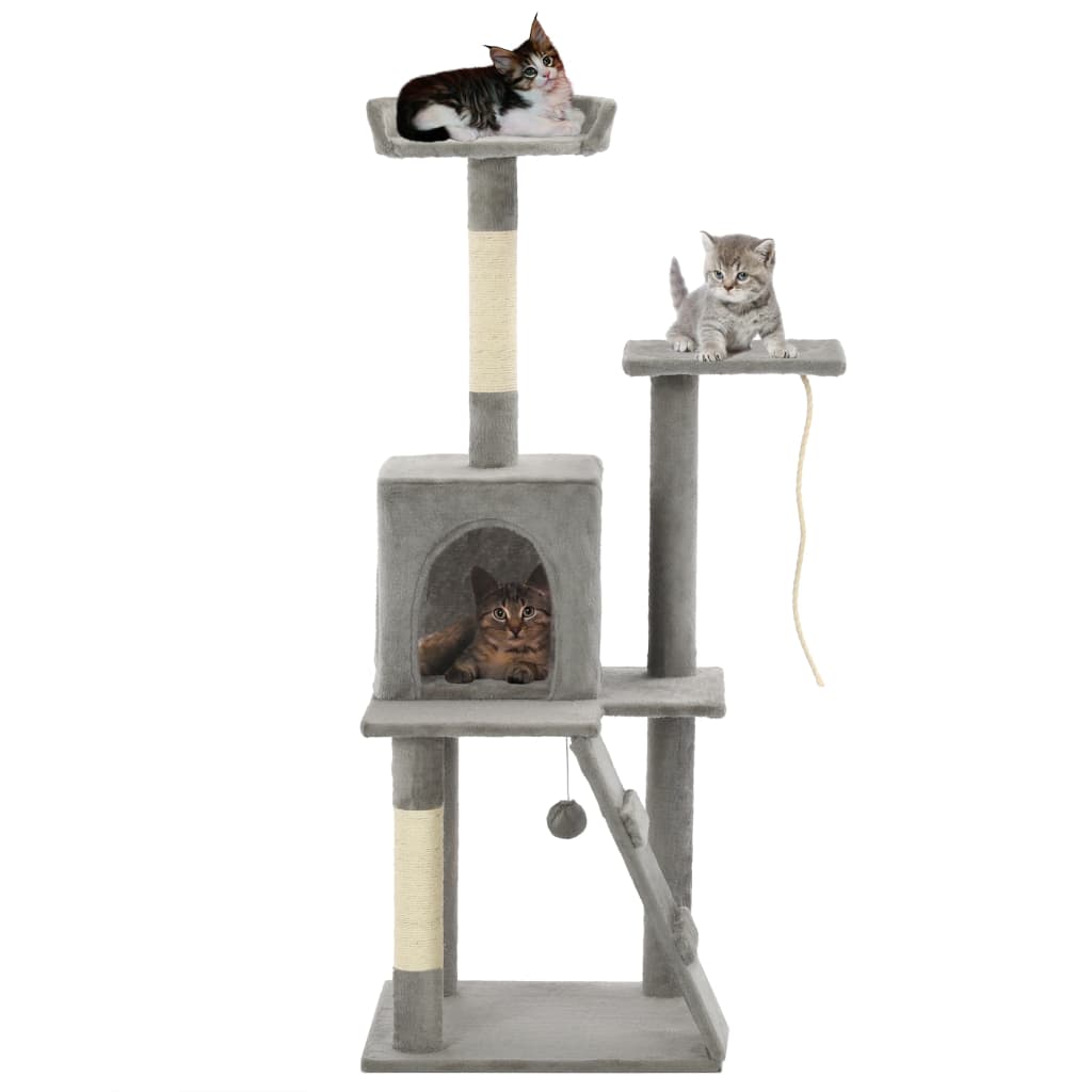 vidaXL Rascador para Gatos con Poste de Sisal 120 cm Árbol Arañar Juguete Color Beige con huellasde patas,  Gris, y mas