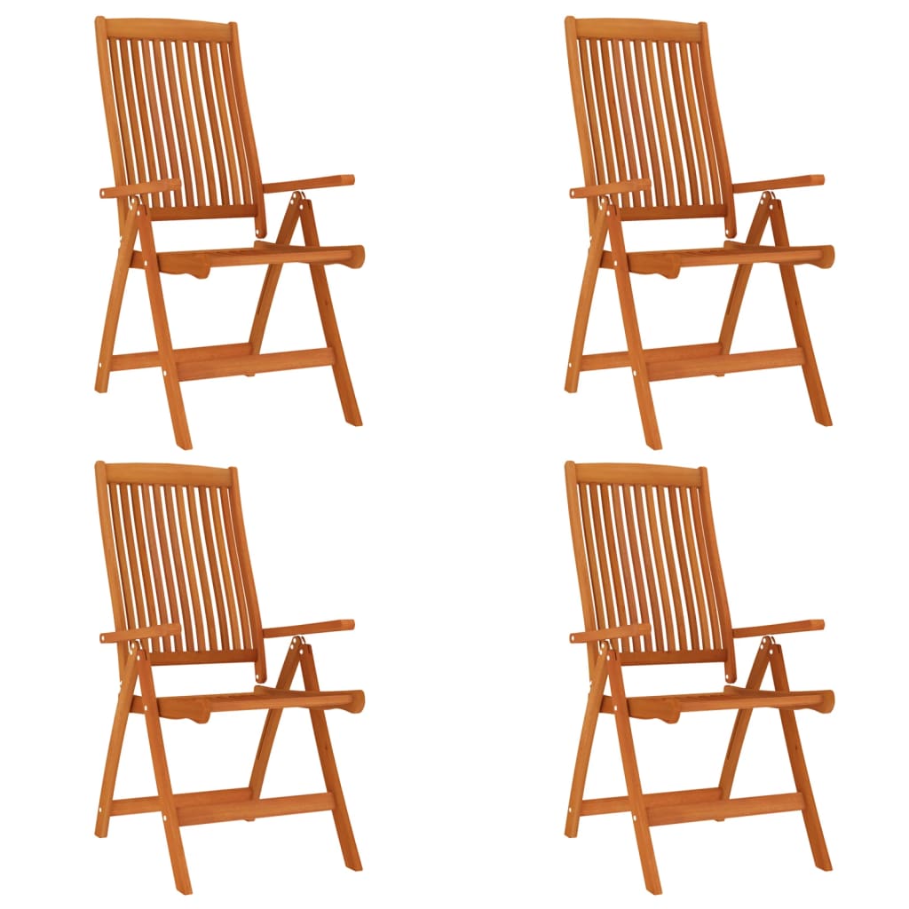 vidaXL Sillas de jardín plegables 4 uds madera maciza de eucalipto