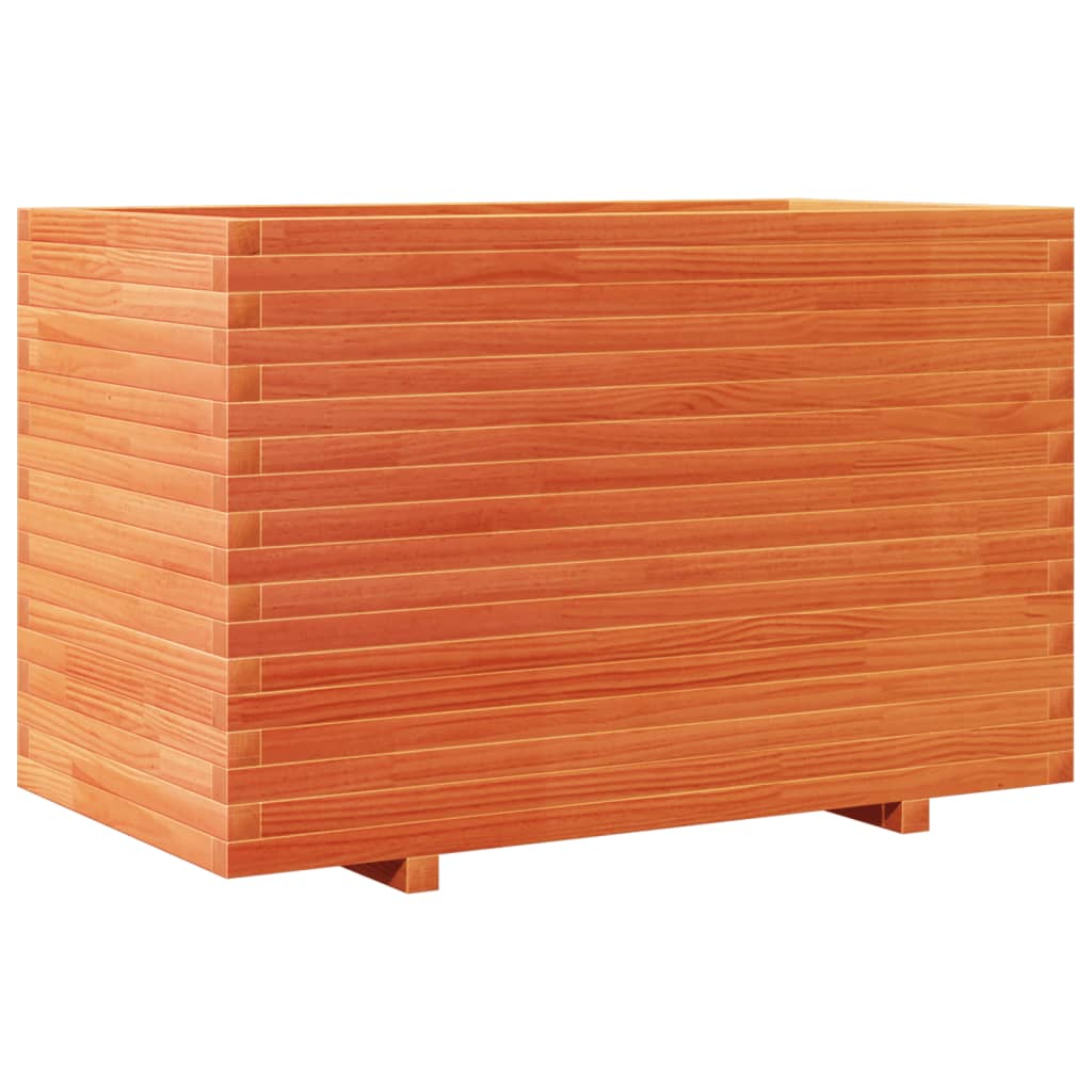 vidaXL Jardinera de madera maciza de pino 110x60x72 cm Color Pino natural,  Blanco,  Marrón cera y mas